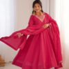 KB-294_4.jpg Rani Pink Roman Shimmer Silk Fully Flare Anarkali Set