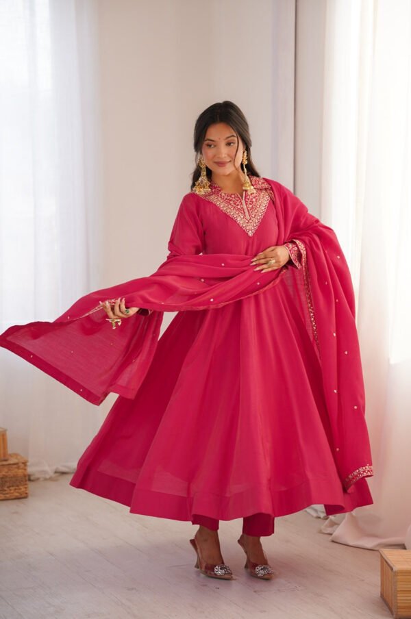 KB-294_4.jpg Rani Pink Roman Shimmer Silk Fully Flare Anarkali Set