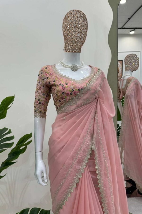 KD-497pink_2_1d7900a9-80eb-42b0-9318-d512e6c50f45.jpg Pink Color Beautiful Designer Saree on Tibby Silk Fabric