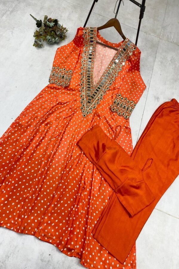 LG-1944_1.jpg Orange Bandhani Print Mirror Work Cord Set