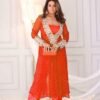 LG-1944_4.jpg Orange Bandhani Print Mirror Work Cord Set