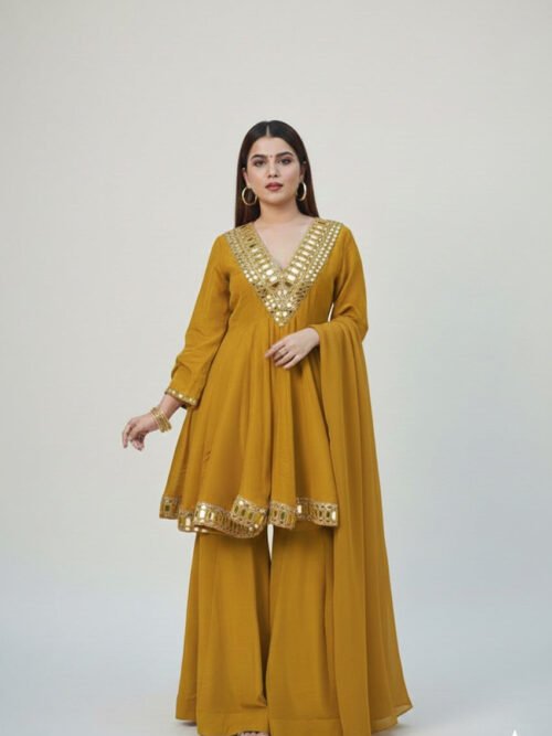 LG-M_1.jpg Mustard Shishmahal Cosmos Silk Palazzo Suit