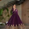 LW-9262_1.jpg Violet Blooming Georgette Anarkali Gown