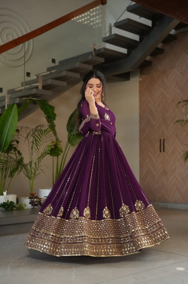 LW-9262_1.jpg Violet Blooming Georgette Anarkali Gown