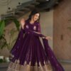 LW-9262_3.jpg Violet Blooming Georgette Anarkali Gown