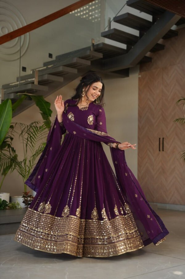 LW-9262_3.jpg Violet Blooming Georgette Anarkali Gown
