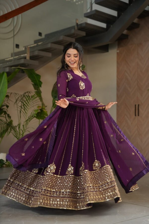 LW-9262_4.jpg Violet Blooming Georgette Anarkali Gown