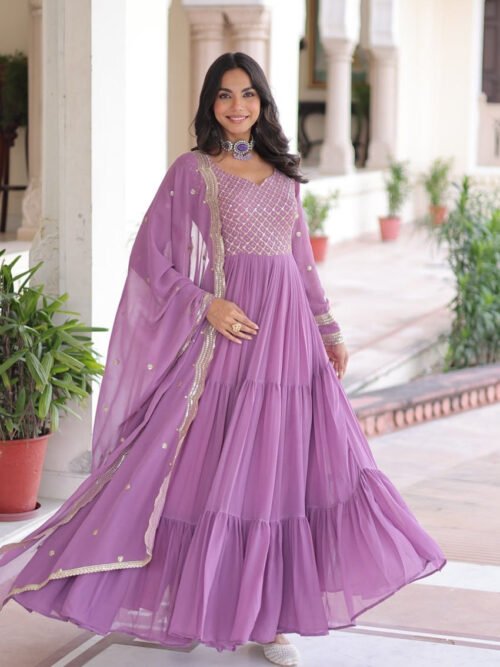 LW-9280_8.jpg Onion Color Georgette Designer Gown