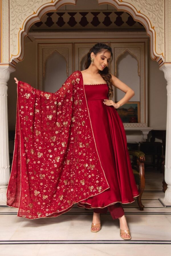 MM-235MAROON_5.jpg Maroon Soft Georgette Sleeveless Anarkali Suit