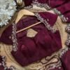 NC-5466WINE_1.jpg Elegant Wine Silk Saree with Katdana & Pearl Handwork