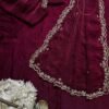 NC-5466WINE_3.jpg Elegant Wine Silk Saree with Katdana & Pearl Handwork