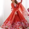 NKB-25ORANGE_3.jpg Rust Orange Floral Organza Silk Anarkali Suit Set