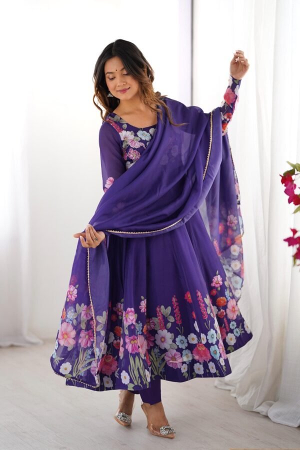 NKB-25PURPLE_1.jpg Royal Purple Organza Silk Anarkali Suit Set