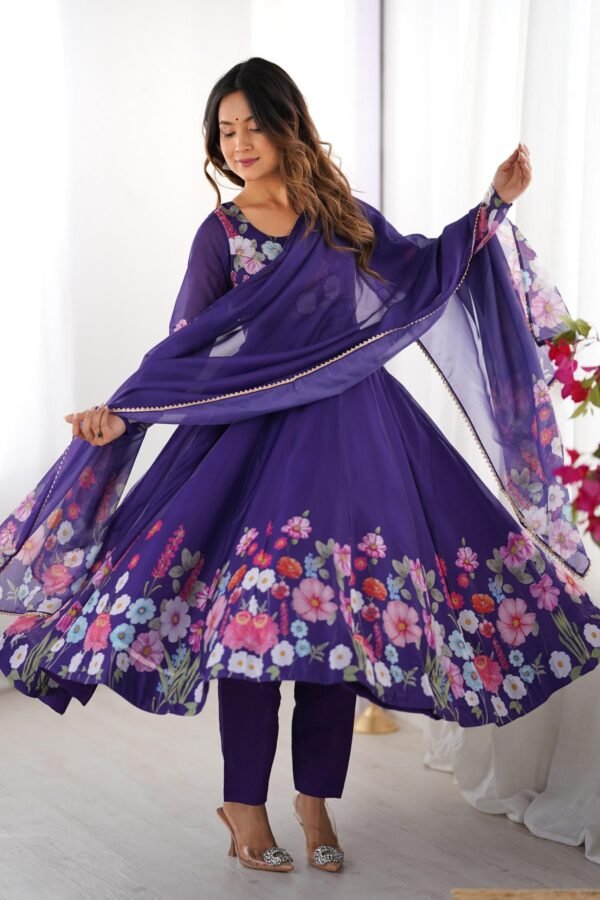 NKB-25PURPLE_2.jpg Royal Purple Organza Silk Anarkali Suit Set