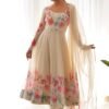 NKB-25WHITE_4.jpg Floral Elegance: Cream Color Flower Print Anarkali with Zari Work and Dupatta