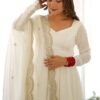 NKB-40WHITE_1.jpg Exquisite White Heavy Pure Romansilk Anarkali Suit with Embroidery Sequence Dupatta