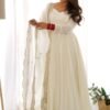 NKB-40WHITE_3.jpg Exquisite White Heavy Pure Romansilk Anarkali Suit with Embroidery Sequence Dupatta