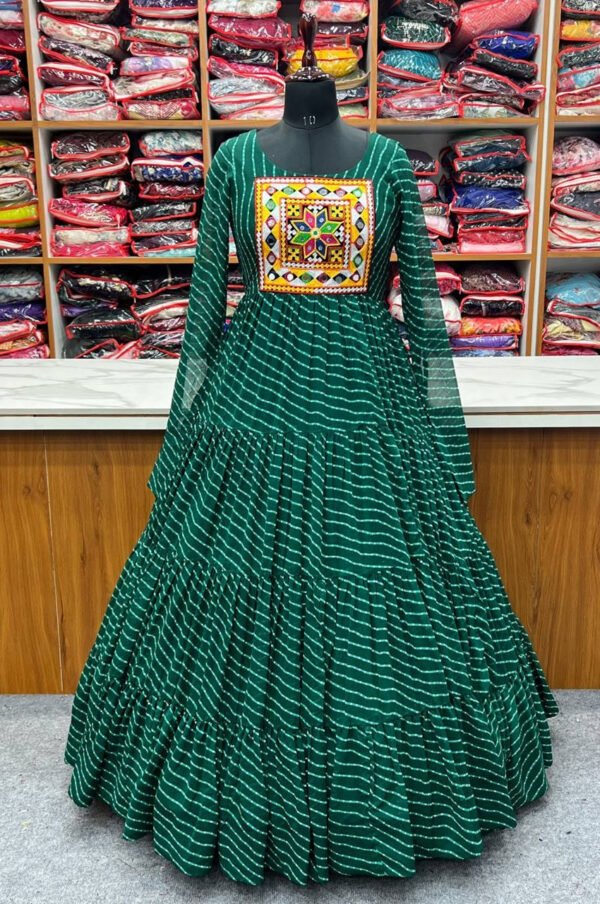 NKB-43_5.jpg Green Laheriya Print Traditional Gown