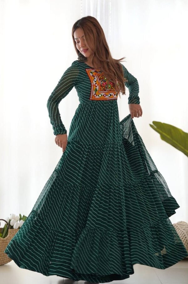 NKB-43_7.jpg Green Laheriya Print Traditional Gown