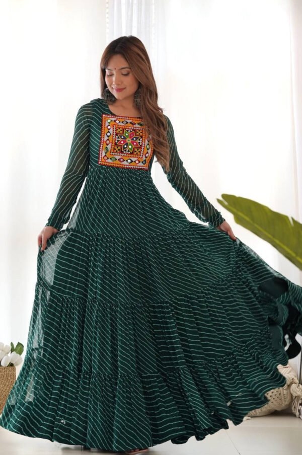 NKB-43_8.jpg Green Laheriya Print Traditional Gown