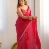 NKB-44RANI_3.jpg Premium Gold Crush Tissue Silk Ready-to-Wear Saree with Stitched Blouse