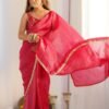 NKB-44RANI_5.jpg Premium Gold Crush Tissue Silk Ready-to-Wear Saree with Stitched Blouse