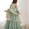 NKB-47PISTA_1.jpg Pistachio Green Roman Silk Four-Layer Anarkali Gown Set