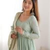 NKB-47PISTA_3.jpg Pistachio Green Roman Silk Four-Layer Anarkali Gown Set
