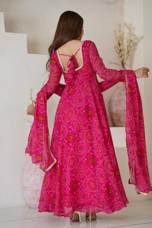 NKB-48RANI_4.jpg Rani Pink Bandhej Print Chiffon Anarkali Suit Set