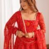 NKB-48RED_2.jpg Red Bandhej Print Chiffon Anarkali Suit Set