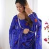 NKB-48ROYAL_3.jpg Royal Blue Bandhej Print Anarkali Suit Set