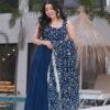 NKB-49_2.jpg Neha Bhandari Teal Blue Anarkali Gown for Special Occasions