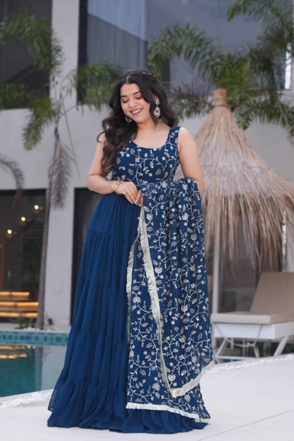 NKB-49_2.jpg Neha Bhandari Teal Blue Anarkali Gown for Special Occasions