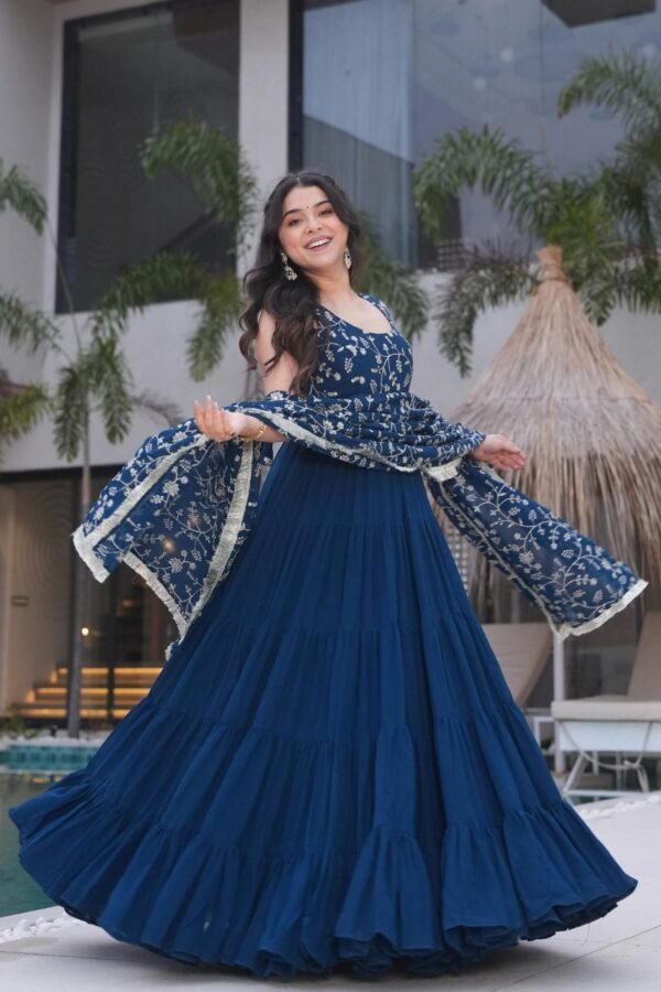 NKB-49_3.jpg Neha Bhandari Teal Blue Anarkali Gown for Special Occasions