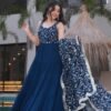 NKB-49_4.jpg Neha Bhandari Teal Blue Anarkali Gown for Special Occasions