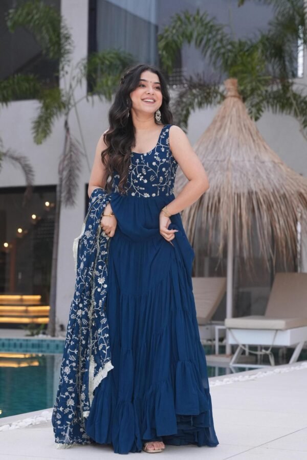 NKB-49_9.jpg Neha Bhandari Teal Blue Anarkali Gown for Special Occasions