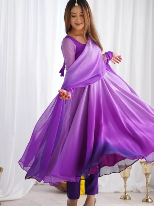 NKB-51PURLE_5.jpg Royal Purple Soft Georgette Anarkali Suit Set