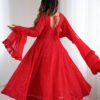 NKB-55RED_1.jpg Red Color Lucknowi Work Anarkali Suit with Ruffle Dupatta