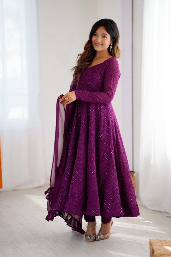 NKB-55WINE_2.jpg Wine Color Lucknowi Work Anarkali Suit