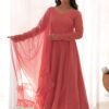 NKB-55_1.jpg Peach Lucknowi Georgette Anarkali Suit Set