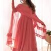 NKB-55_2.jpg Peach Lucknowi Georgette Anarkali Suit Set