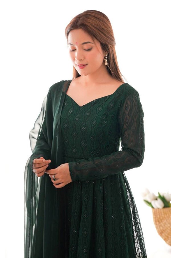NKB-58_1.jpg Lucknowi Work Jungle Green Anarkali Suit