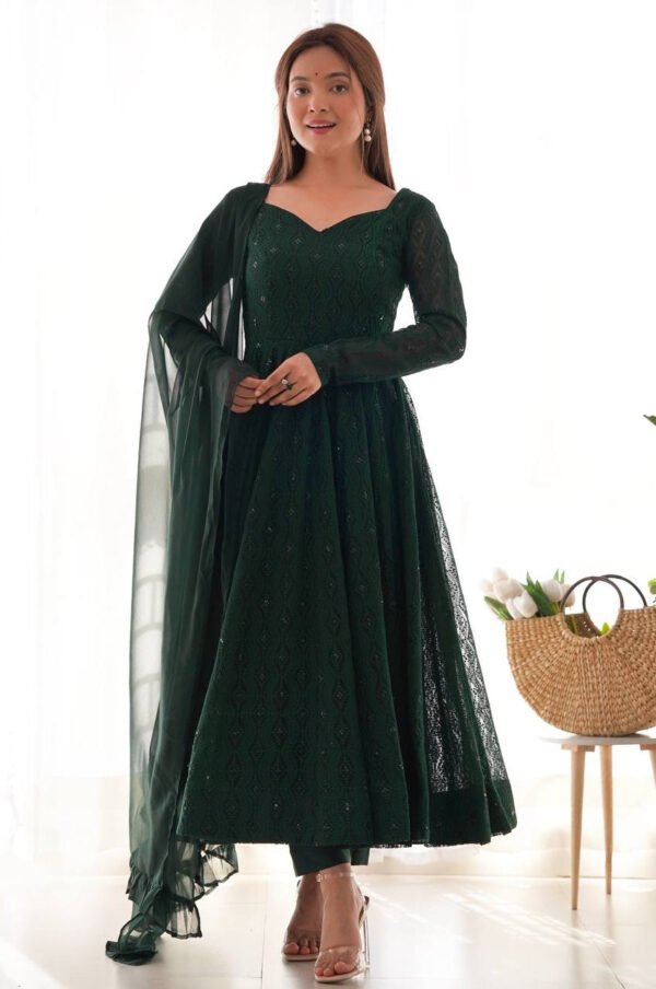NKB-58_3.jpg Lucknowi Work Jungle Green Anarkali Suit