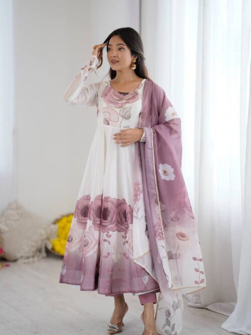 NKB-60ONION_4.jpg Onion Color Organza Silk Anarkali Suit with Dupatta