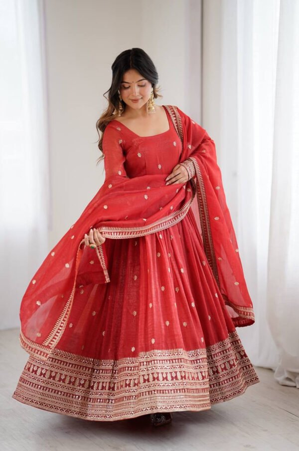 NKB-63RUST_1.jpg Rust Orange Crunchy Silk Anarkali Suit