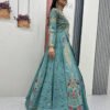 Pc-528_17.jpg Misty Teal Crop Top Lehenga with Embroidered Shrug