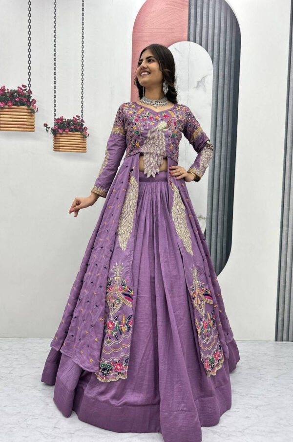 Pc-528_20.jpg Boho Lavender Crop Top Lehenga with Embroidered Shrug