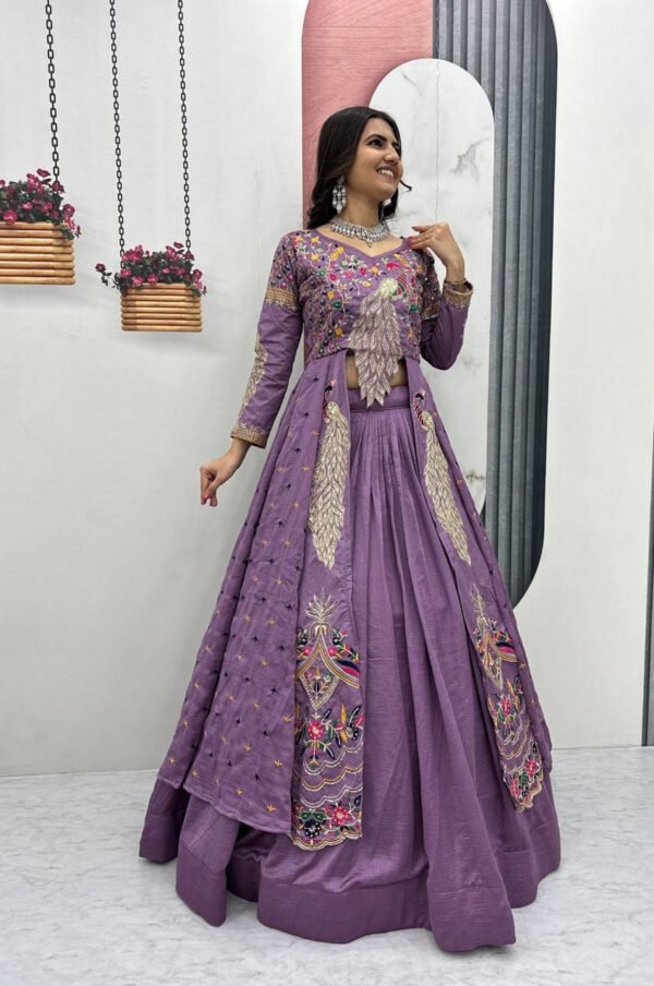 Pc-528_21.jpg Boho Lavender Crop Top Lehenga with Embroidered Shrug