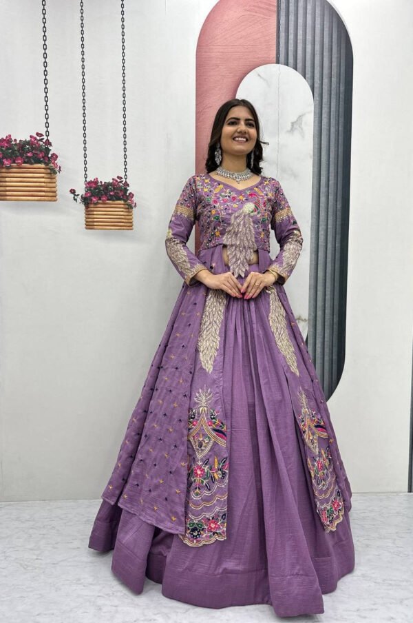 Pc-528_22.jpg Boho Lavender Crop Top Lehenga with Embroidered Shrug