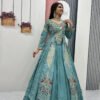Pc-528_23.jpg Misty Teal Crop Top Lehenga with Embroidered Shrug
